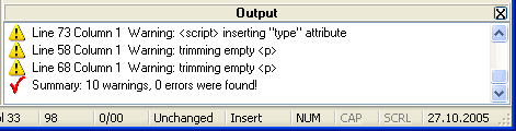 Output window
