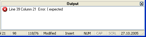 Output window